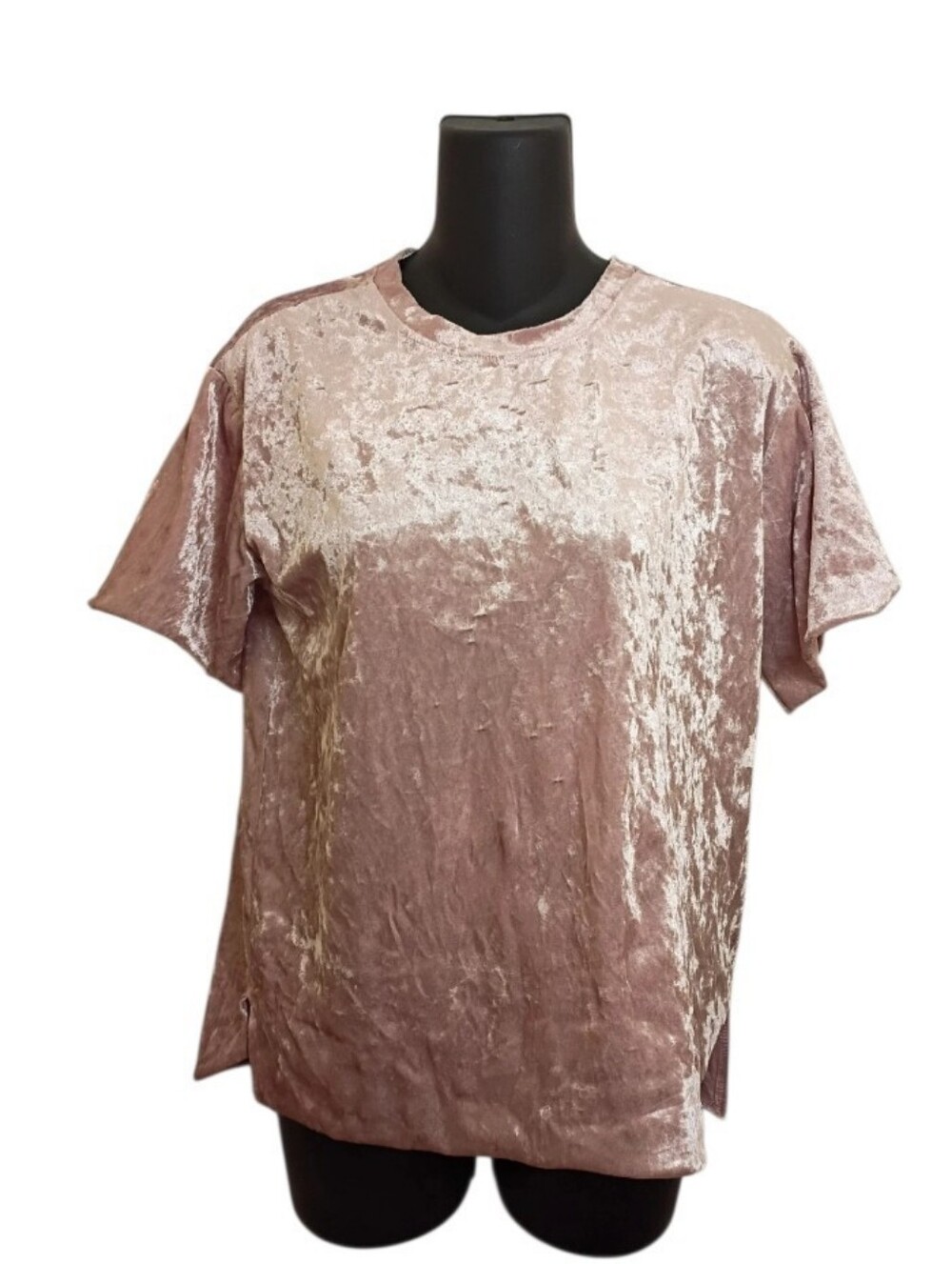 Shirt Size Medium Crushed Velvet Short Sleeve Tee - Blush Pink - Picture 2 of 8